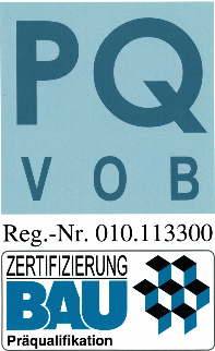 Gütesiegel PQ-VOB – Präqualifizierung Bau, Register-Nr. 010.113300