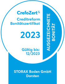 CrefoZert-Siegel 2023 – Ausgezeichnete Bonität der STORAX Boden GmbH